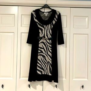 Joseph Ribkoff size 10 dress.  Black with zebra print detailing.